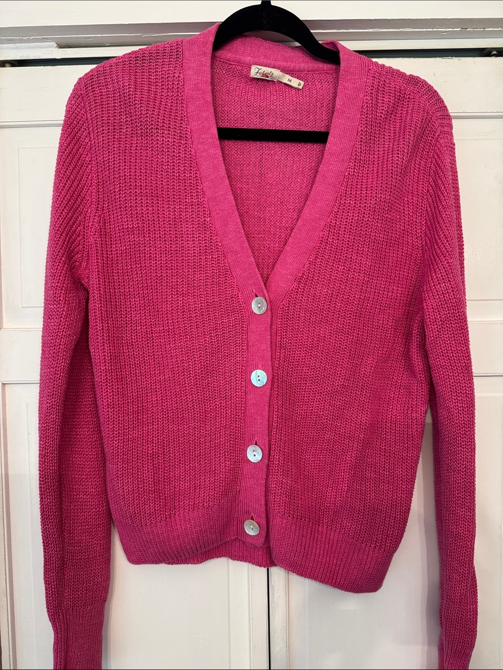 Faherty Hot Pink V-Neck Button Cardigan